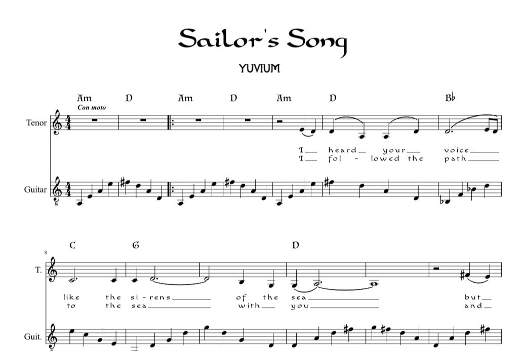 Sailor's Song - Yuvium Sheet Music