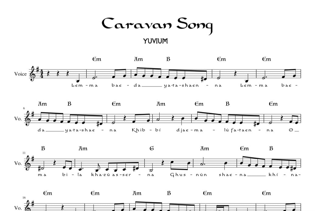 Caravan Song - Yuvium Sheet Music