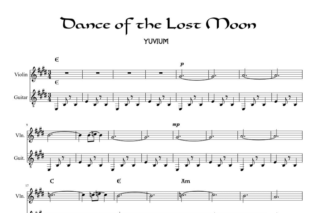 Dance of the Lost Moon - Yuvium Sheet Music