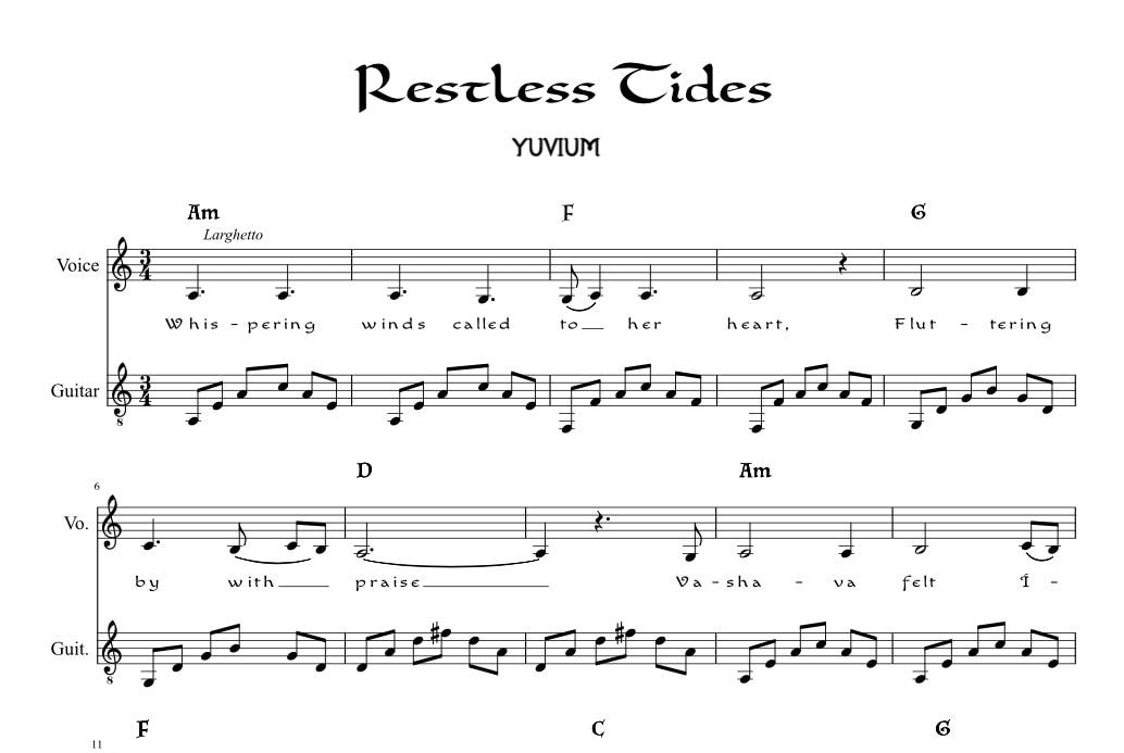 Restless Tides - Yuvium Sheet Music