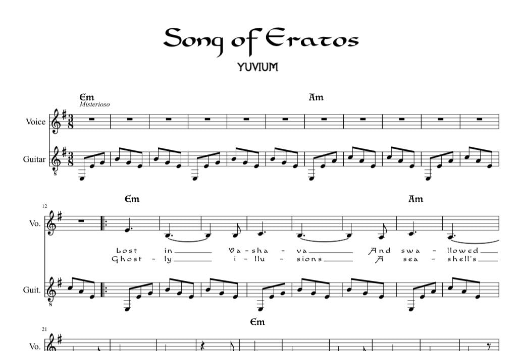 Song of Eratos - Yuvium Sheet Music