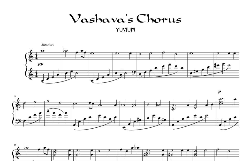 Vashava's Chorus - Yuvium Sheet Music